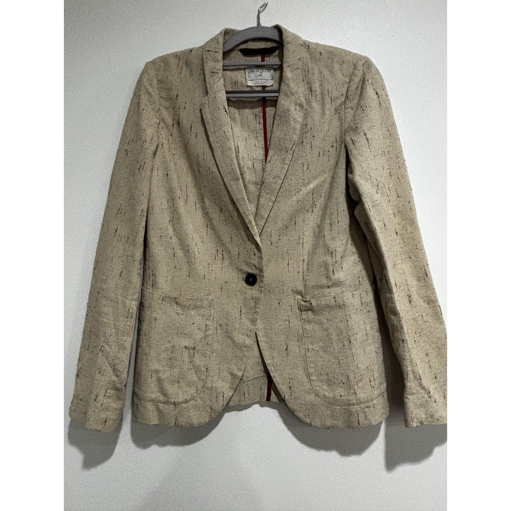 Giada Forte Resort Blazer Womens 1 Beige Speckled Cotton Wool Silk Made Italy